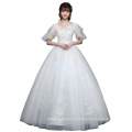 Cheap Wedding Gowns 2019 Bride Use Pregnant Wedding Party Dress V-neck Lace Design Puff Sleeves Ivory Bridal wedding Dress Gowns